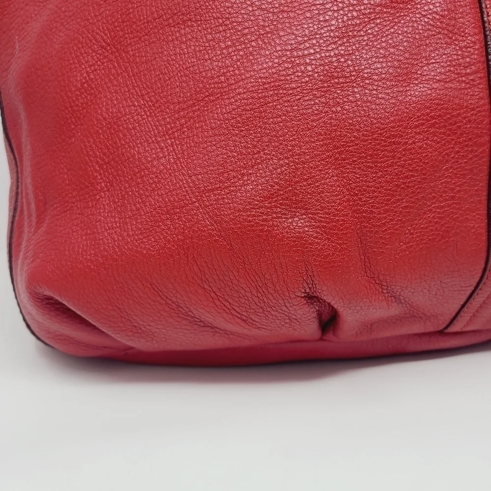 Polo Ralph Lauren | Women's Red Front Fold-Over Leather Hobo Bag (One Size)